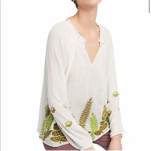 Anthropologie Ranna Gill Botanical Peasant Top XS